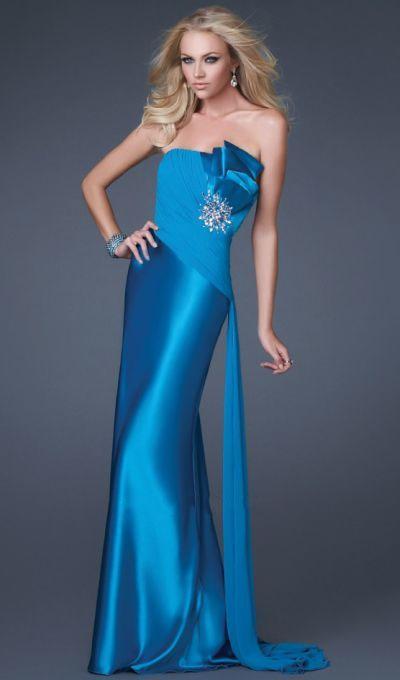 GiGi - Strapless Fashionable Long Gown 16334 In Blue