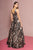Elizabeth K - GL2538 Sequin Embellished Illusion V-Neck Long Dress In Black