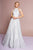 Elizabeth K - GL2664 Glitter Crepe High Neck A-line Dress In Silver