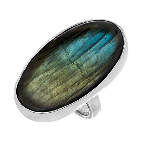 Good Girls Revolt Ring - Labradorite Oval/WG