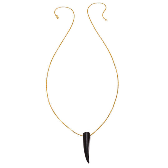 Gemstone Horn Rolo Chain Necklace - Black Onyx