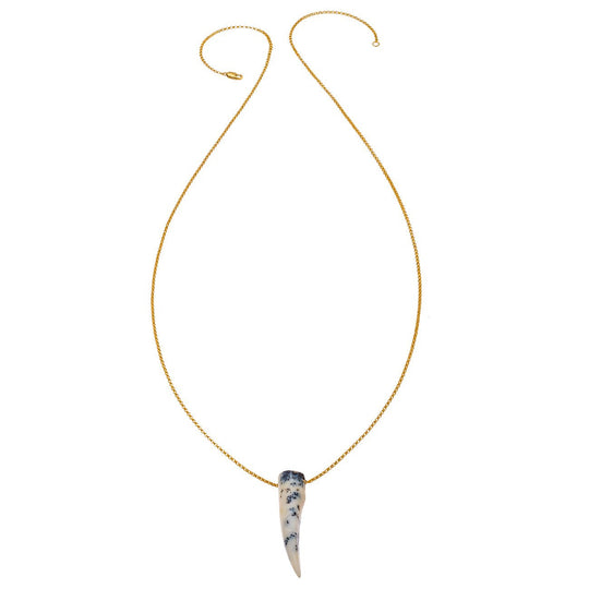 Gemstone Horn Rolo Chain Necklace - Dendritic Opal
