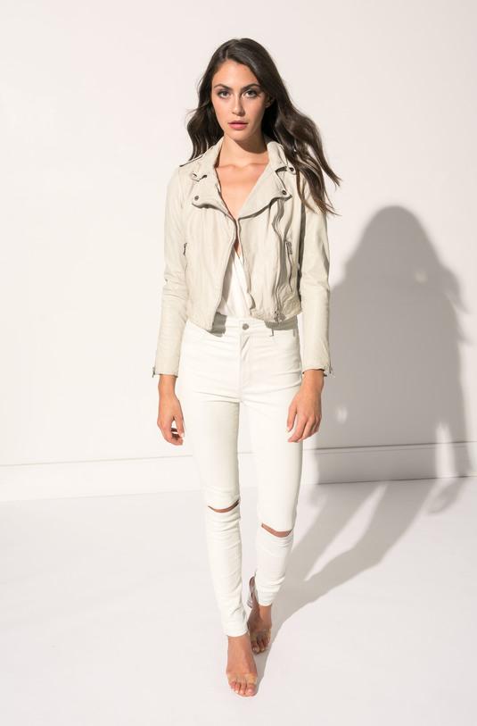 ESME White Stretch Leather Jeans | ESME Leggings blancs en cuir extensible