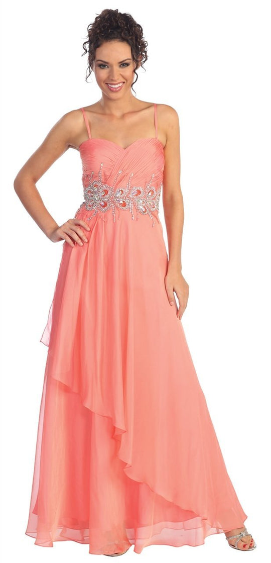 Spliced Pleats Sweetheart Chiffon Gown GL1001