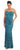 Elizabeth K - Strapless Contoured Lace Sheath Gown in Blue and Green