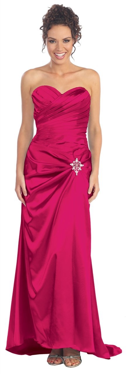 Spliced Ruching Charmeuse Gown GL1019