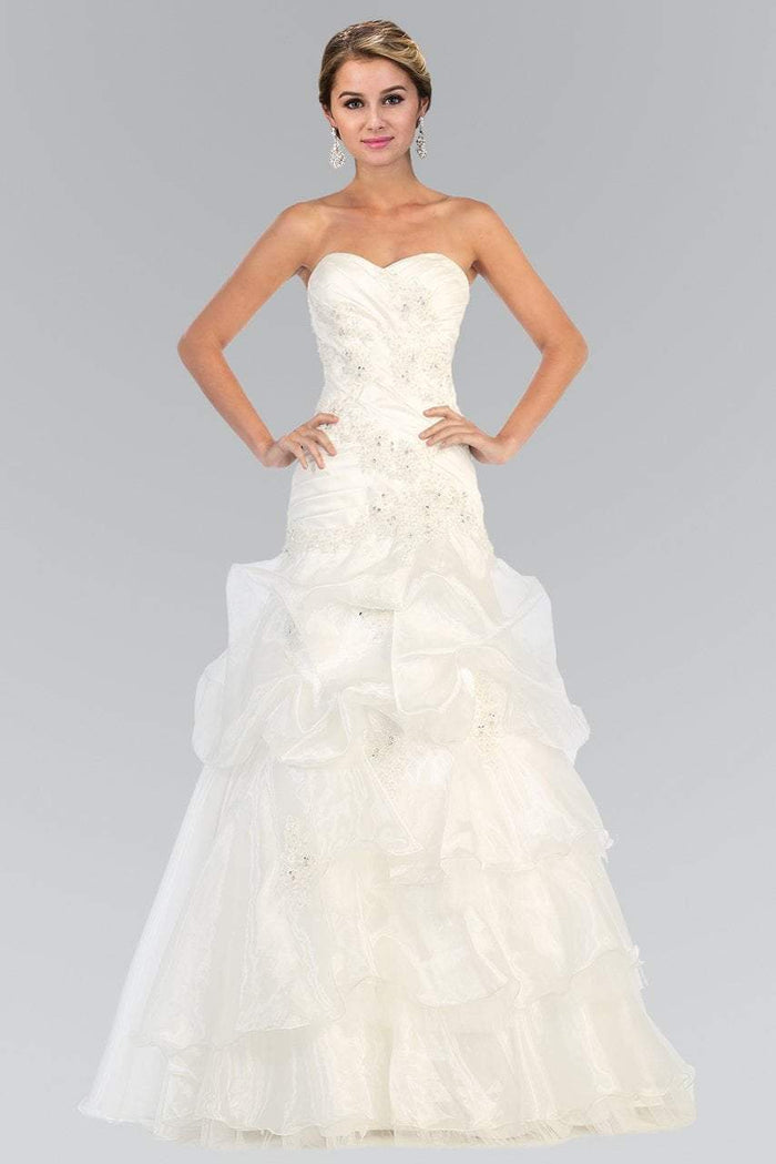 GL1032 Strapless Floral Appliqued Trumpet Wedding Gown