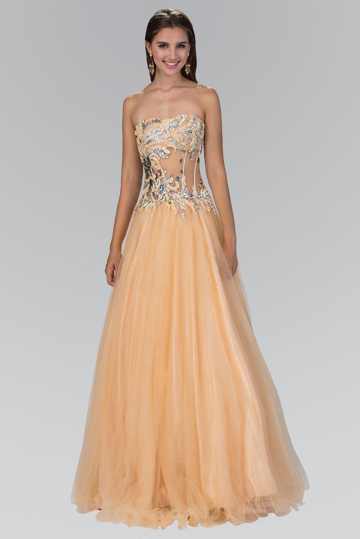 Strapless Embellished Long Gown GL1045