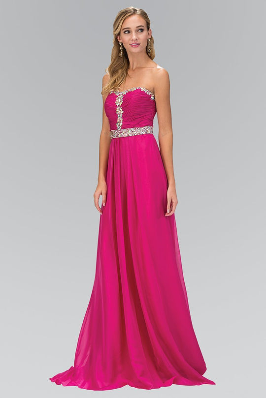 Shirred Chiffon Sweetheart A-Line Gown GL1058
