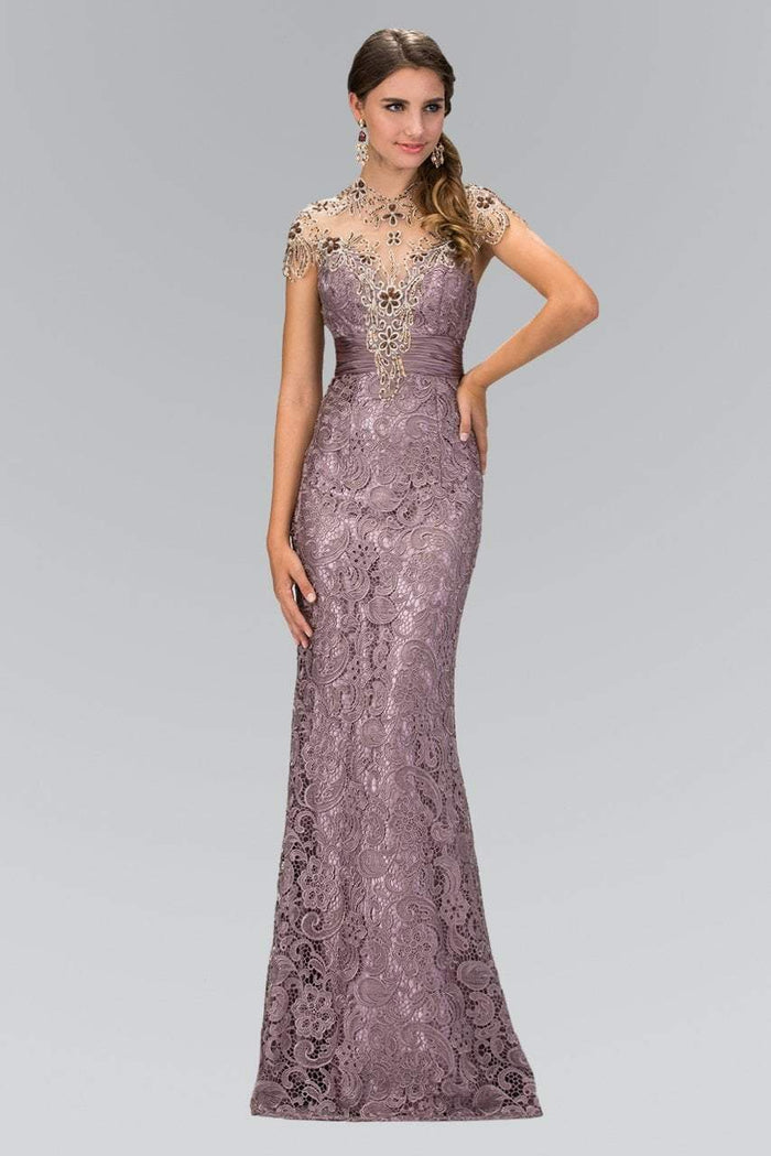 Bead Embellished Lace Sheath Dress GL1065