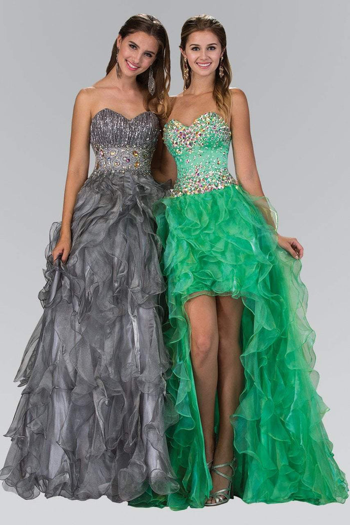 Bedazzled Sweetheart Organza High-Low Dress GL1098