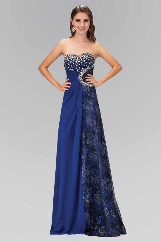 Jewel-Ornate Paisley Print Gown GL1103