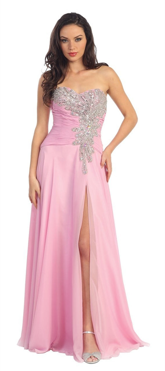 Beaded and Ruched Sweetheart Chiffon  Dress GL1114