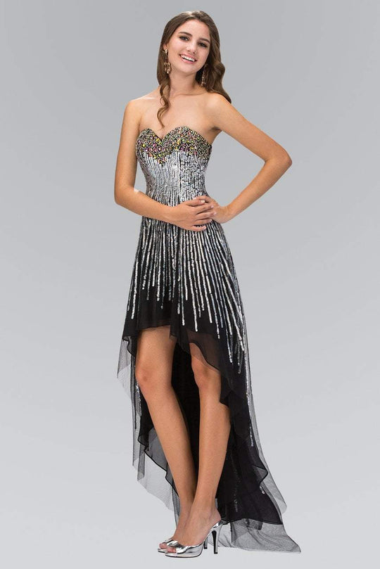 Strapless Embellished Hi Lo Dress GL1127