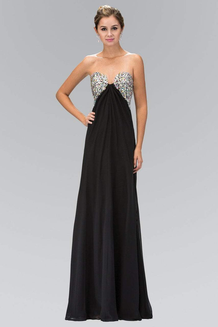 Jewel Accented Sweetheart Chiffon Dress GL1151