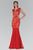Laced Bateau Neck Chiffon Trumpet Gown GL1152
