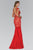 Laced Bateau Neck Chiffon Trumpet Gown GL1152
