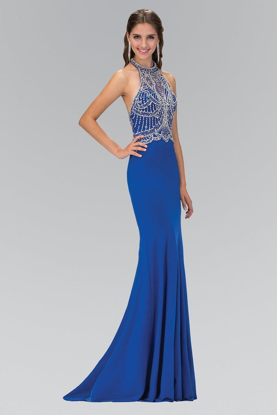 Bead Embellished Halter Neck Trumpet Gown GL1301