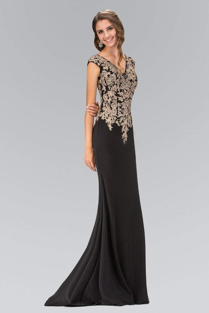 Embellished V-Neck Jersey Long Gown GL1333