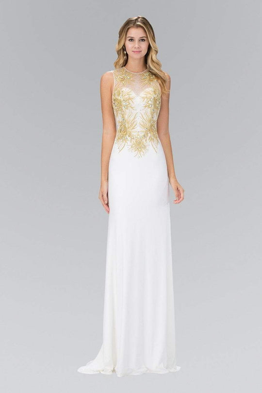 Embellished Illusion Neck Jersey Gown GL1343