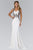 Elizabeth K - GL1347 Embellished Lace Applique Sheath Gown in White