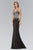 Embellished Silver Lace V-neckline Gown GL1351