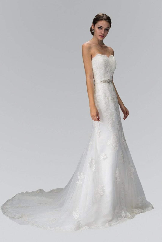 GL1354 Appliqued Strapless Sweetheart Sheath Bridal Gown