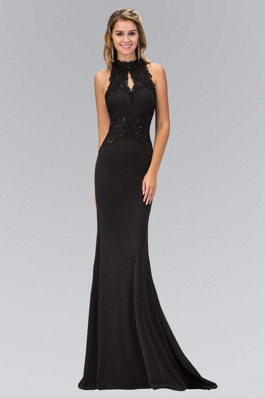 Lace Illusion Cutout Sheath Gown GL1356