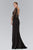 Lace Embellished Bodice with Three Quarter Sleeves Gown GL1371