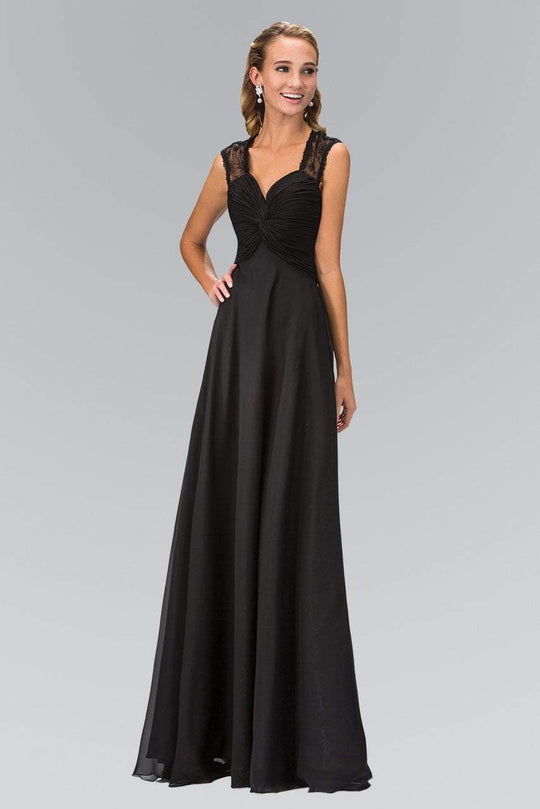 Laced and Ruched V-Neck Chiffon Dress GL1376