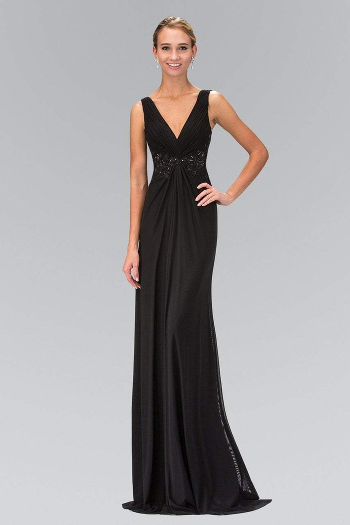 Embellished Ruched V-Neck A-line Dress GL1377