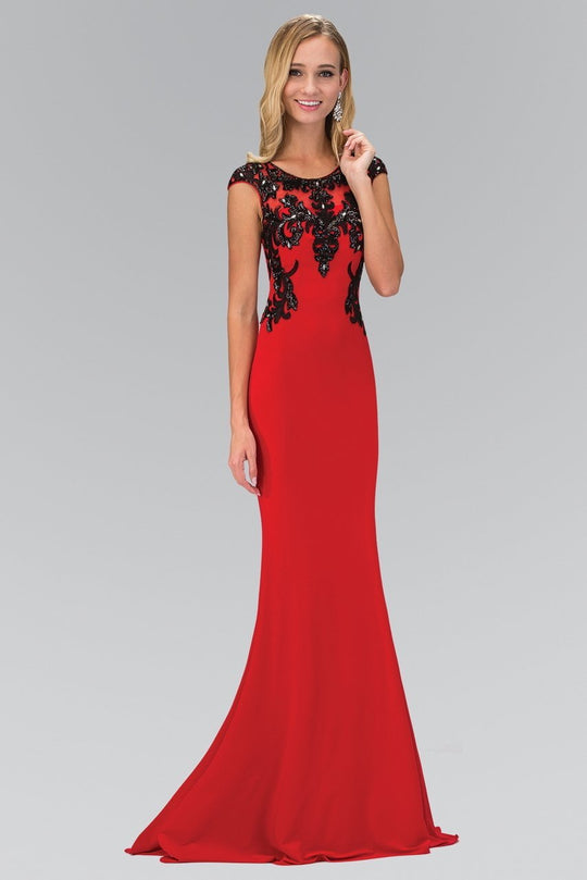 Embellished Scoop Neck Jersey Gown GL1380