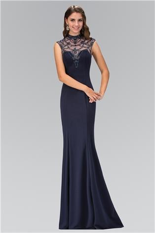 Beaded High Neck with Open Back Gown GL1383