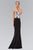 Elizabeth K - GL1384 Sequined Embellishment V-Neck Gown in Black