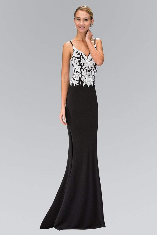 Bead and Sequin Embellishment V-Neck Gown GL1384