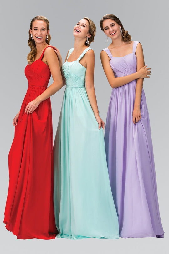 Sleeveless Shoulder Straps Chiffon Long Dress GL1386