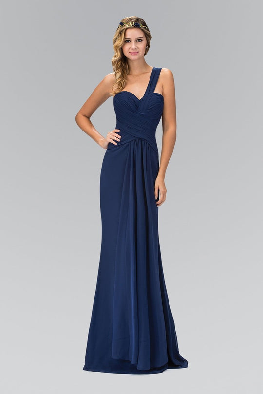 Shirred One-Shoulder Sweetheart Gown GL1390