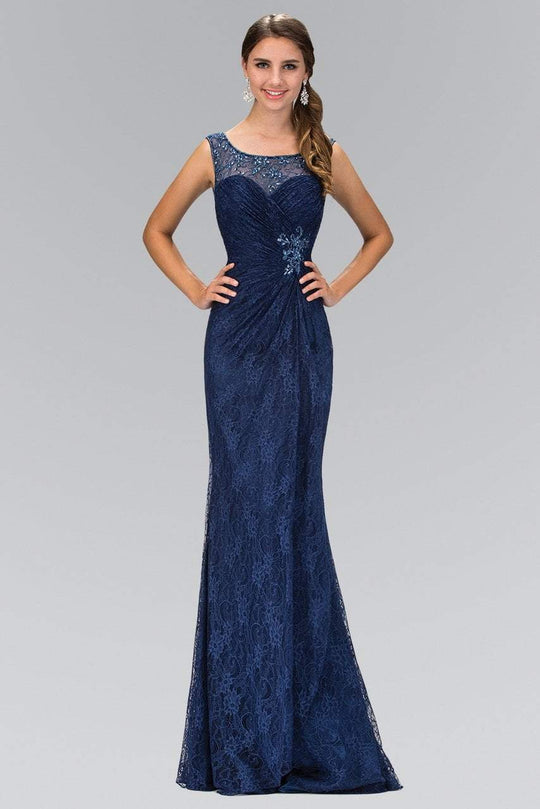 Bateau Illusion Lace Sheath Gown GL1392