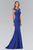 Ornate Yoke Lace Illusion Sheath Gown GL1394