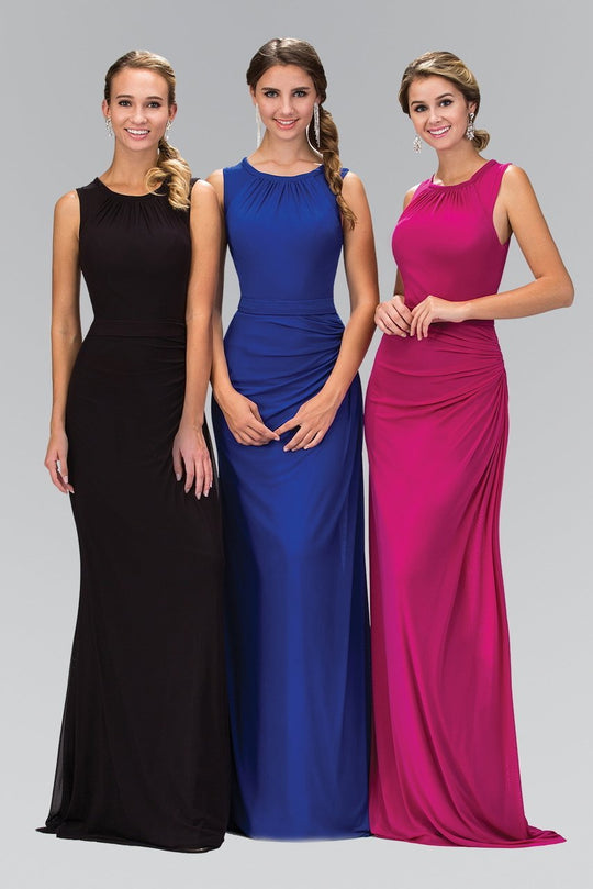 Bateau Draped Jersey Gown GL1395