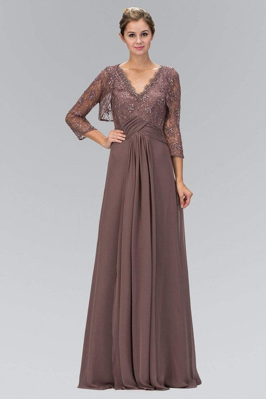 Lace V-Neck A-Line Gown with Bolero GL1397
