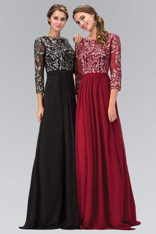 Beaded Bateau Neck A-Line Chiffon Gown GL1406