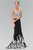 Elizabeth K - GL1408 Contrast Lace Ornate Sheath Gown in Black