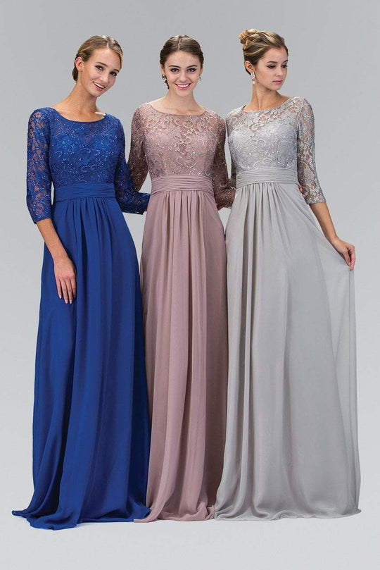 Lace Quarter Sleeves A-Line Gown GL1409