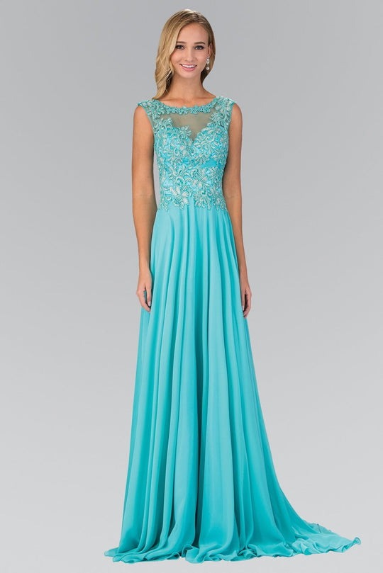 Beaded Bateau Neck A-Line Gown GL1410