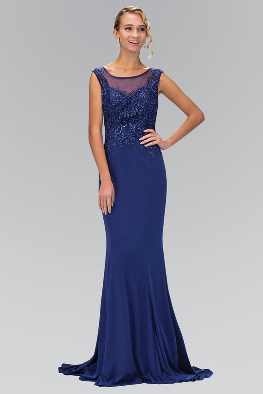 Laced Bateau Neck Jersey Gown GL1411