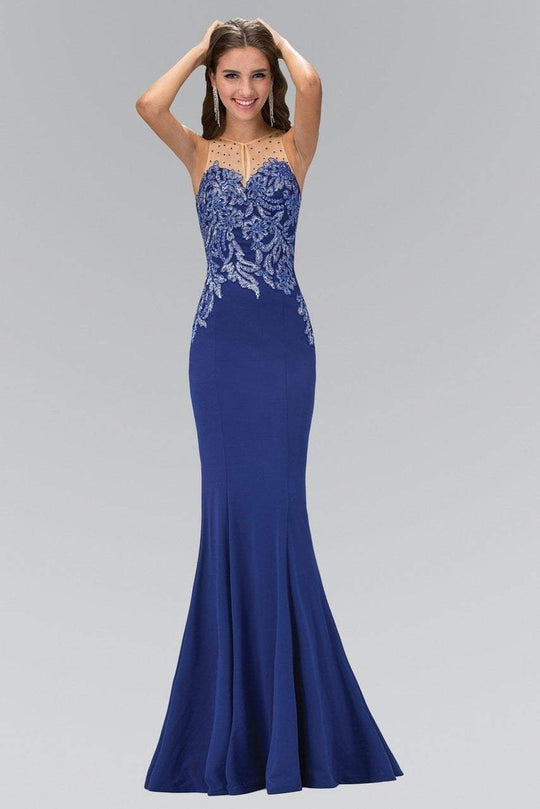 Illusion Jewel Neckline with Sheer Back Gown GL1413