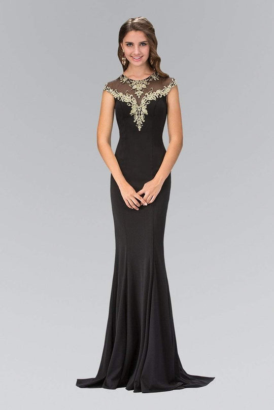 Gilt Illusion Lace Trumpet Gown  GL1414