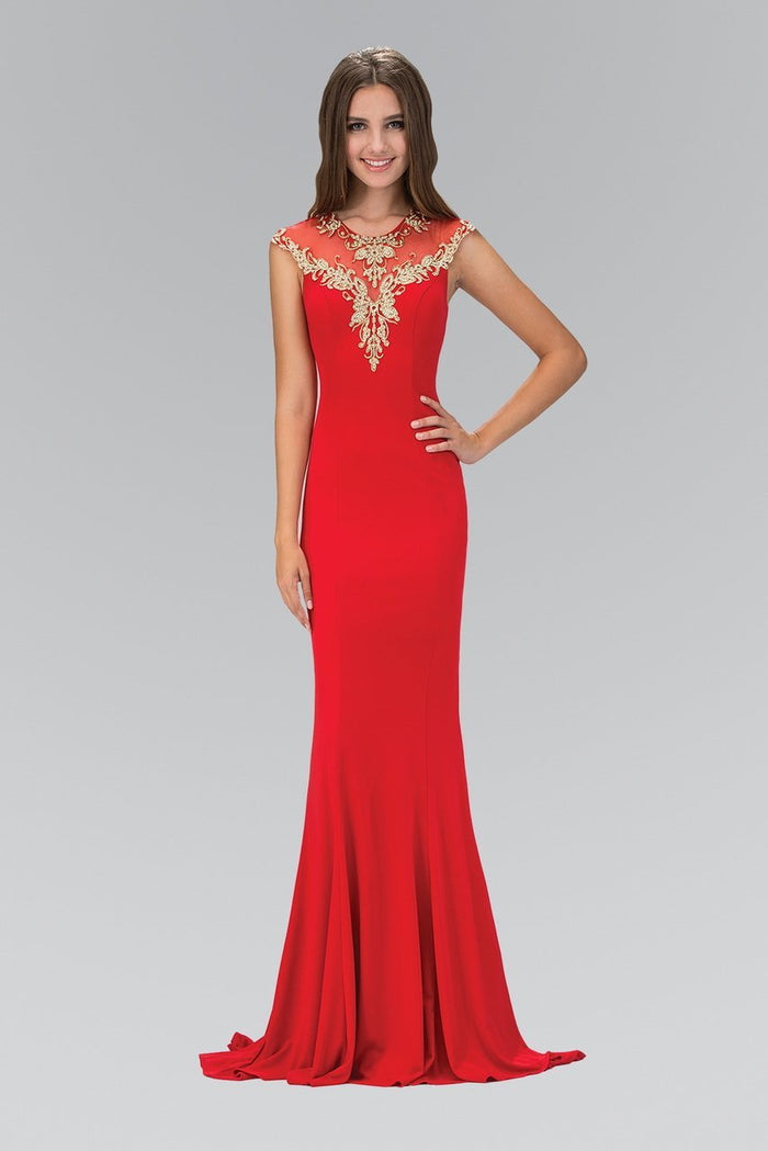 Gilt Illusion Lace Trumpet Gown  GL1414