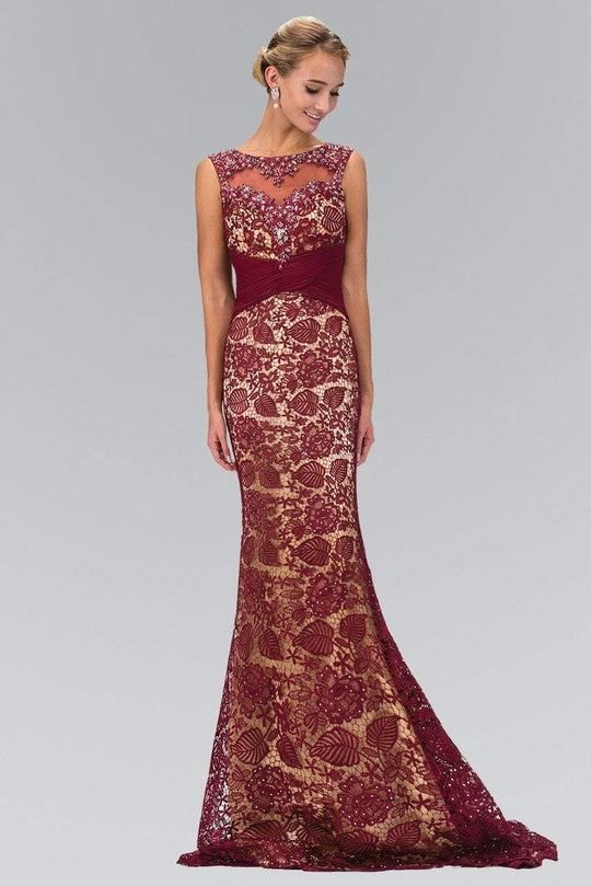 Bejeweled Illusion Trumpet Gown GL1415